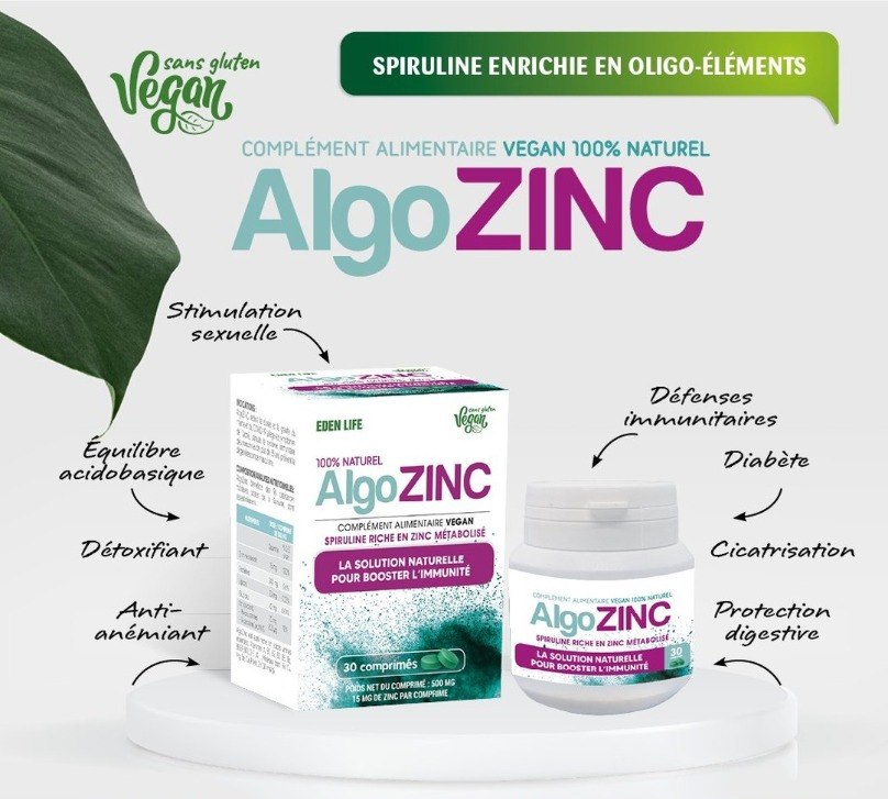 AlgoZinc, spiruline Eden Life enrichie en zinc
